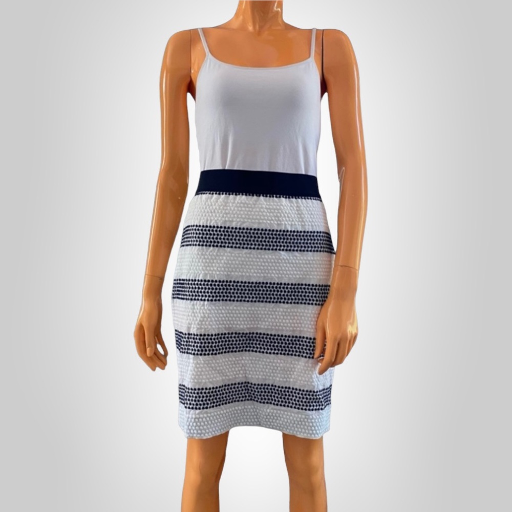 ANN TAYLOR Petite Textural Polka Dot Striped Skirt Petite